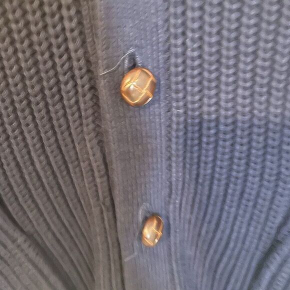 Claybrooke Mens Cardigan Size L Navy Blue Knit Wooden Buttons VTG Grandpa Golf - Picture 5 of 7